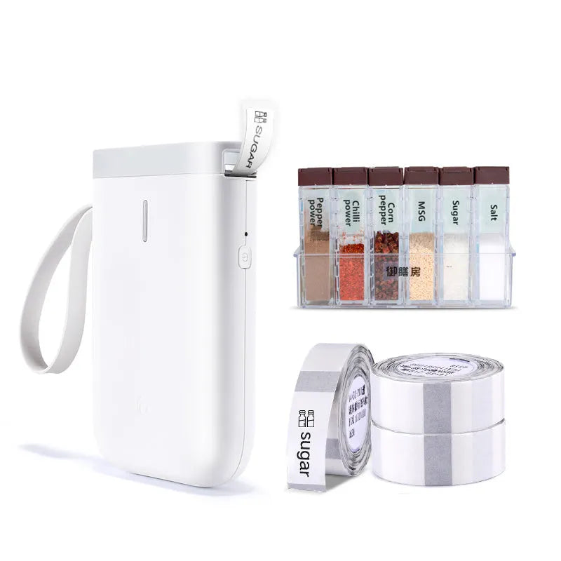 D11 Bluetooth handheld label printer in various colours with thermal paper