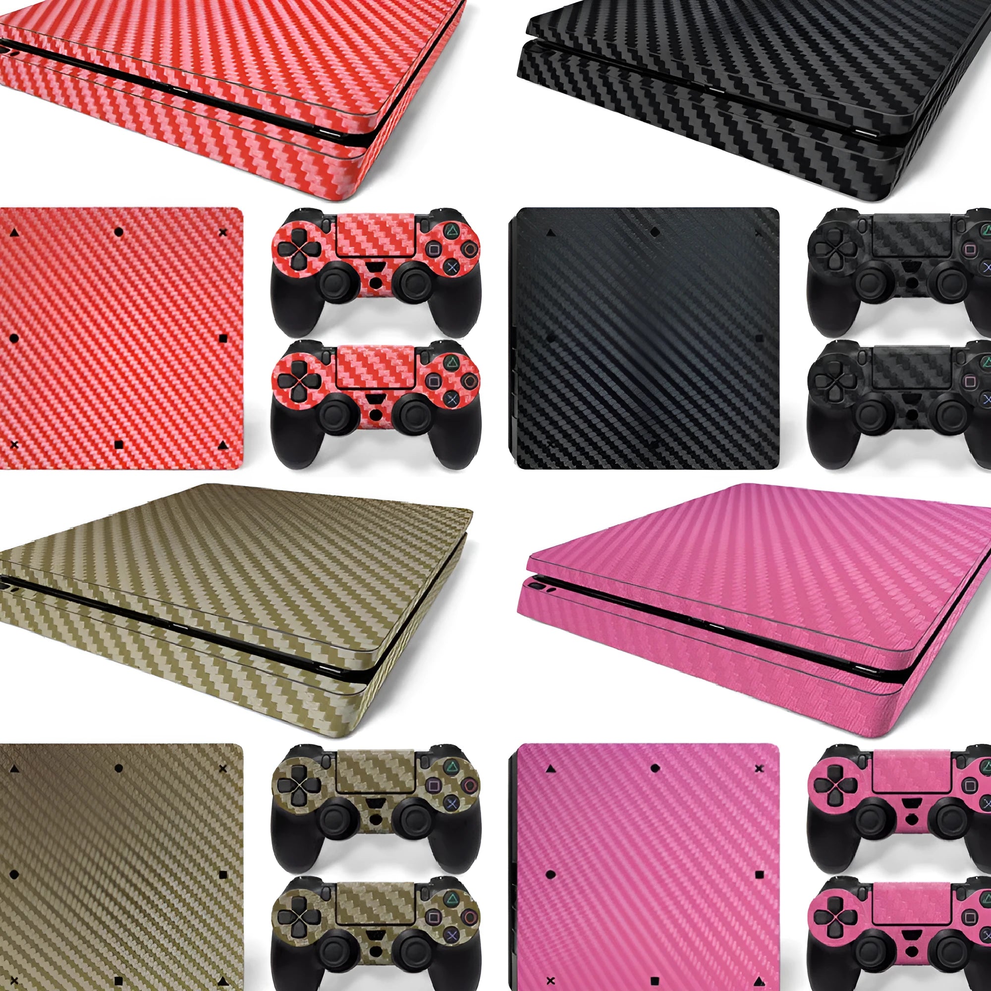 PS4 Slim carbon fiber console skin sticker with grinding yarn texture and HD print in black carbon fiber colour