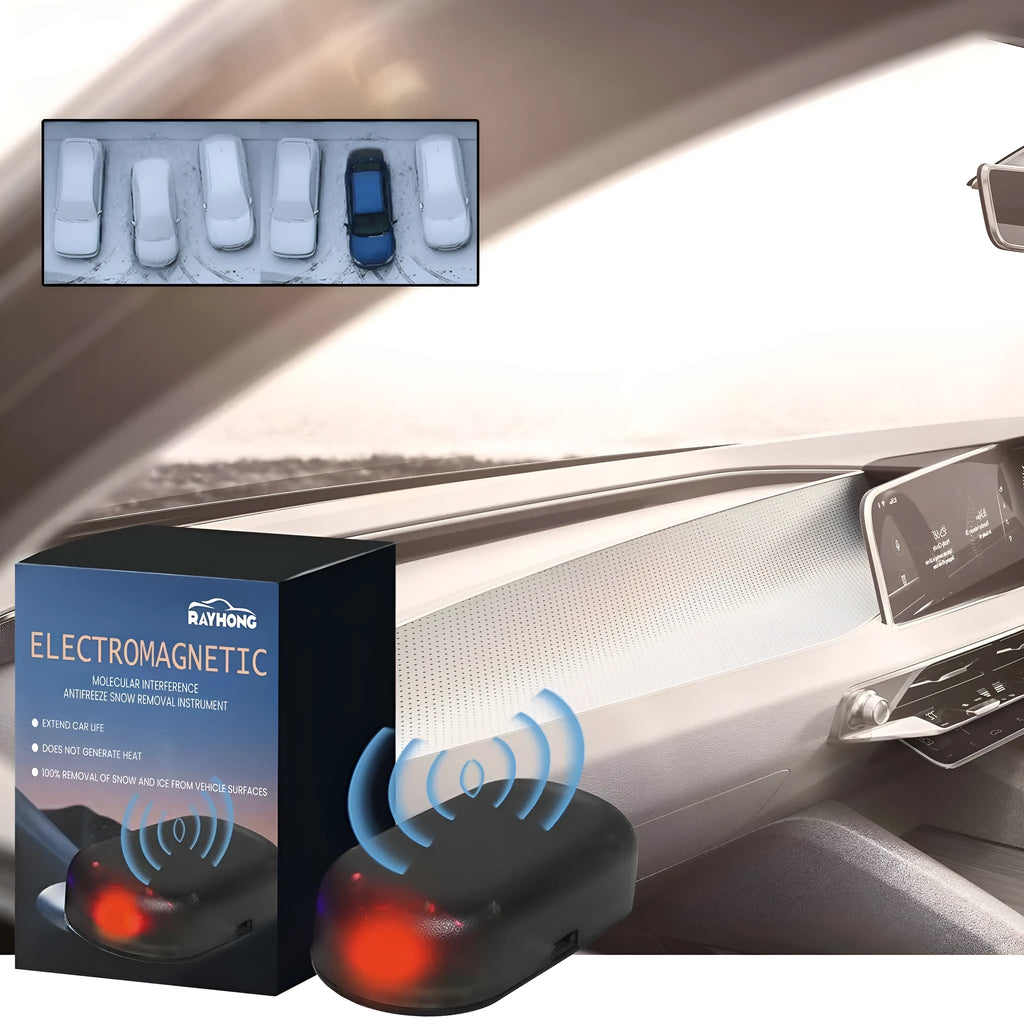 Black car snow removal tool with special glass technology measuring 5x2.6x1.5cm