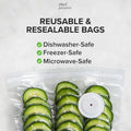 White USB electric vacuum food storage pump with five 26x28cm plastic zipper bags