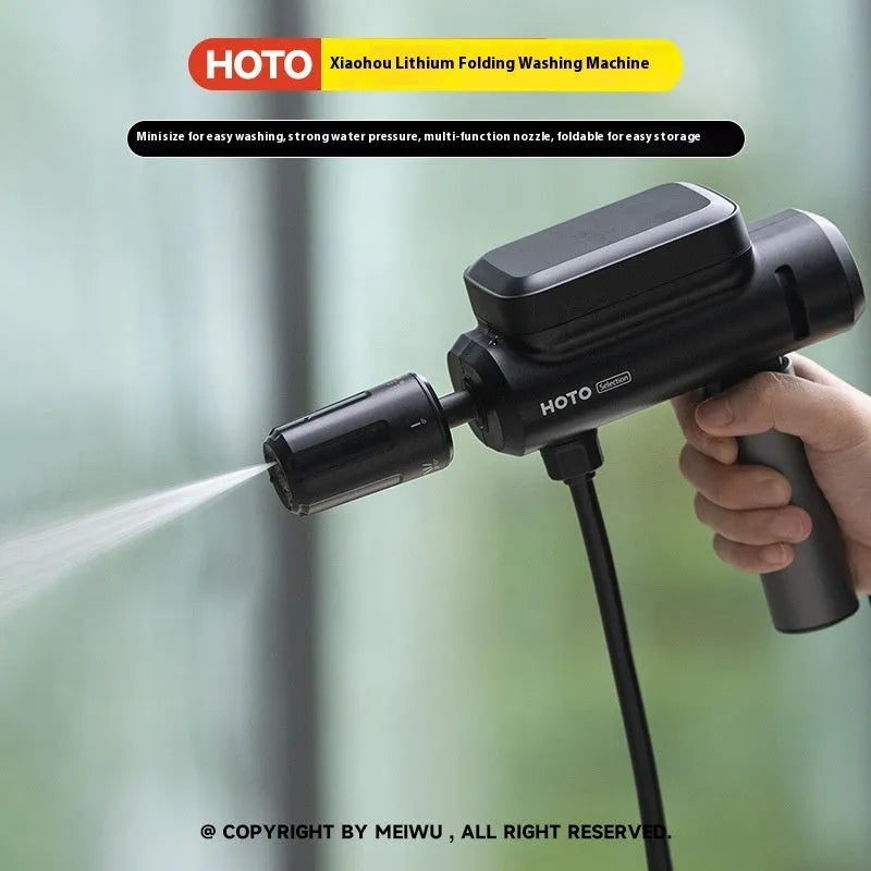 Folding cordless car washing machine with lithium battery, 130W power, and foam lance