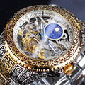 Forsining skeleton tourbillon mechanical watch with stainless steel case and band