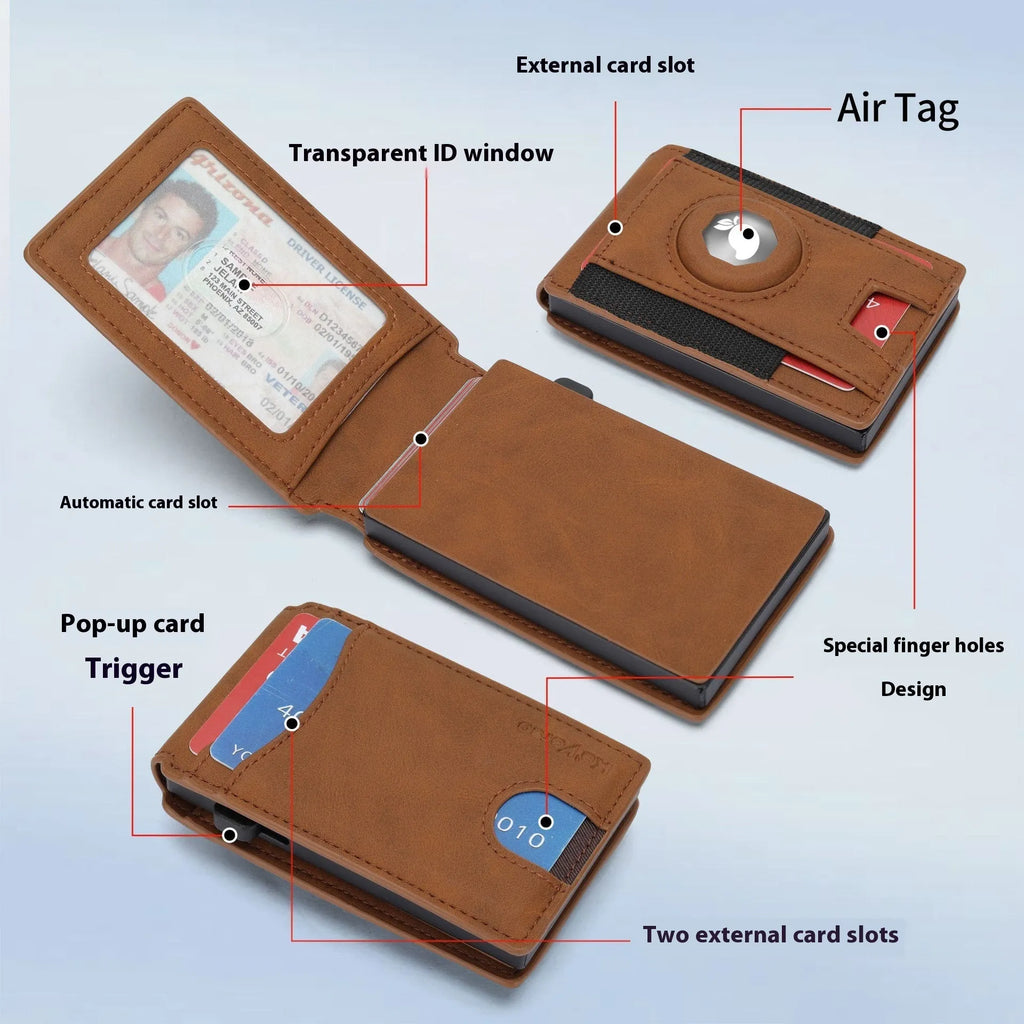 Men's microfiber card holder in black, dark brown and light brown colours with synthetic leather lining