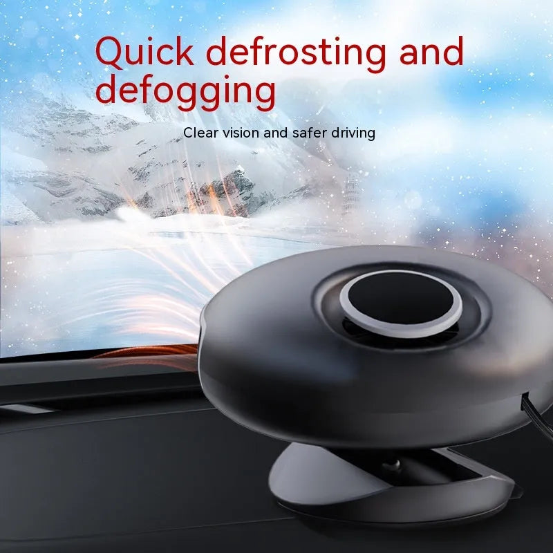 Black ABS plastic car warm air blower heater with long power cable for 12V and 24V vehicles