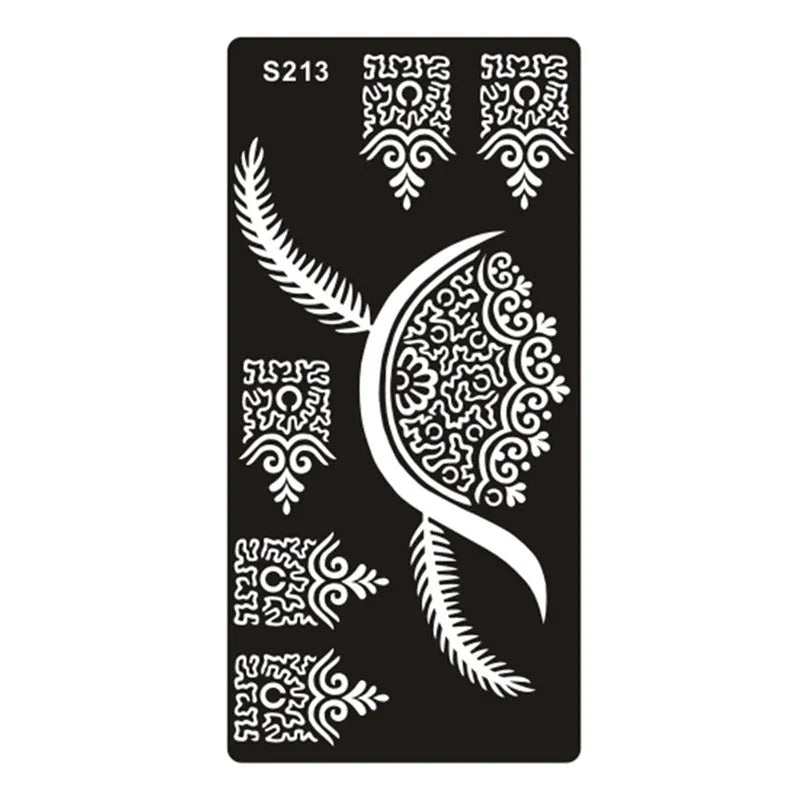 Sheet of hollow geometric pattern temporary tattoo stickers in various colours on water transfer paper.