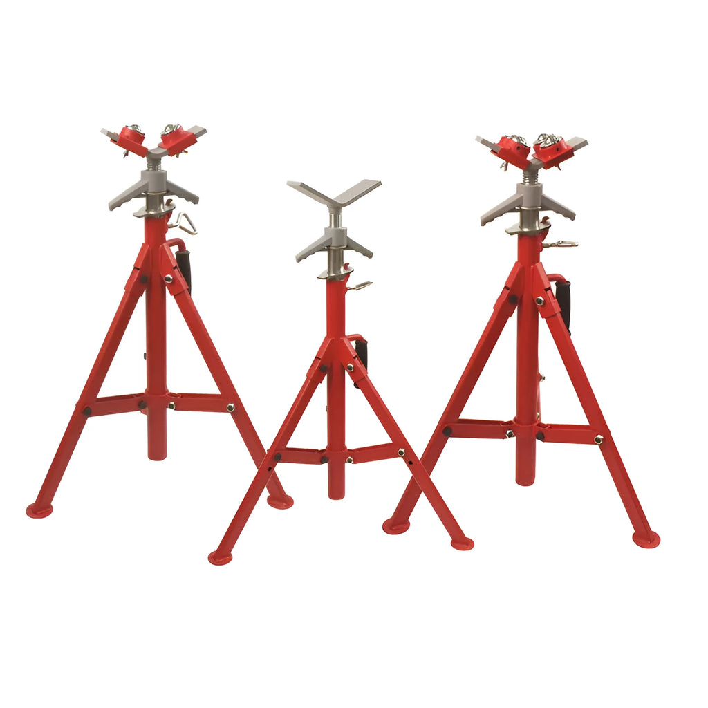 Metal V-head pipe support bracket with ball joints for steel pipe installation