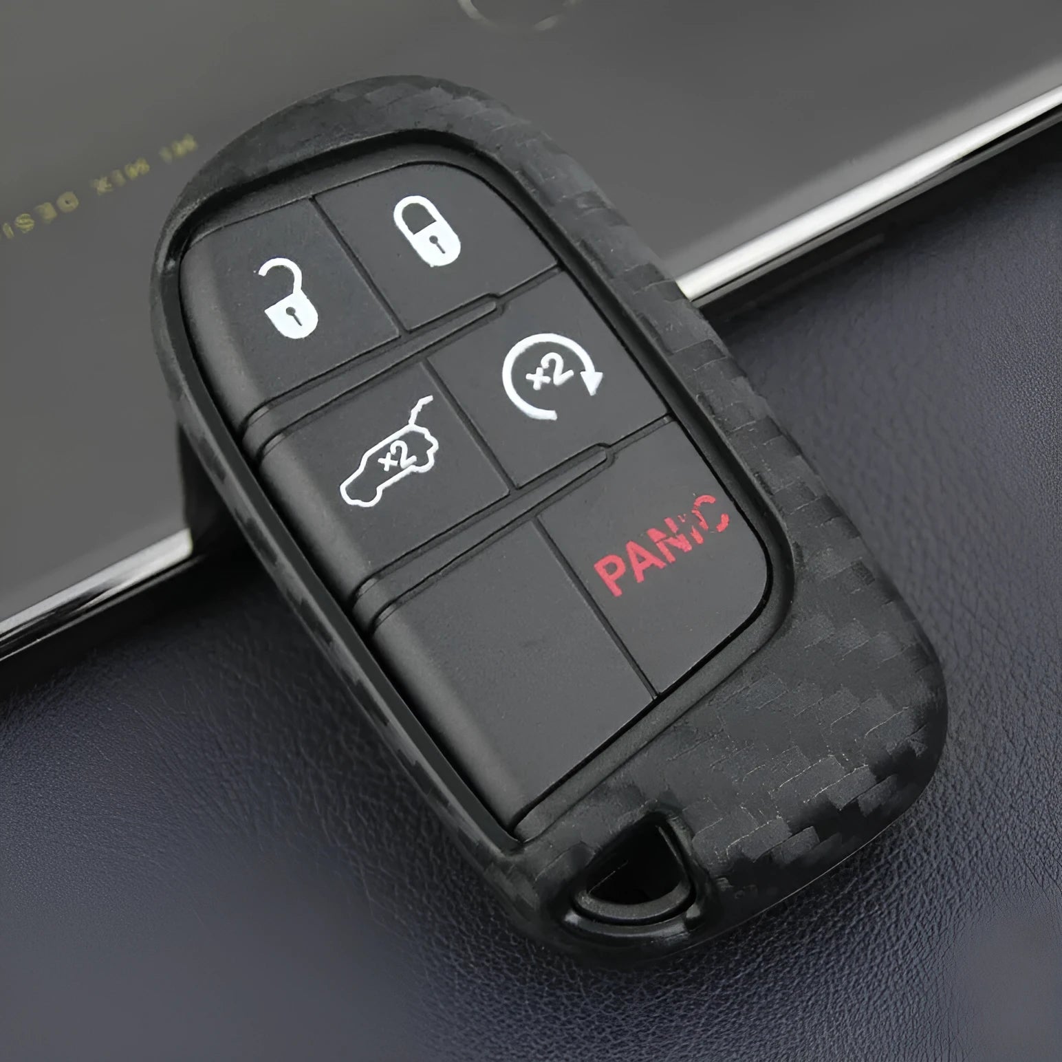 Black silicone protective case for a Dodge Chrysler Fiat car remote key