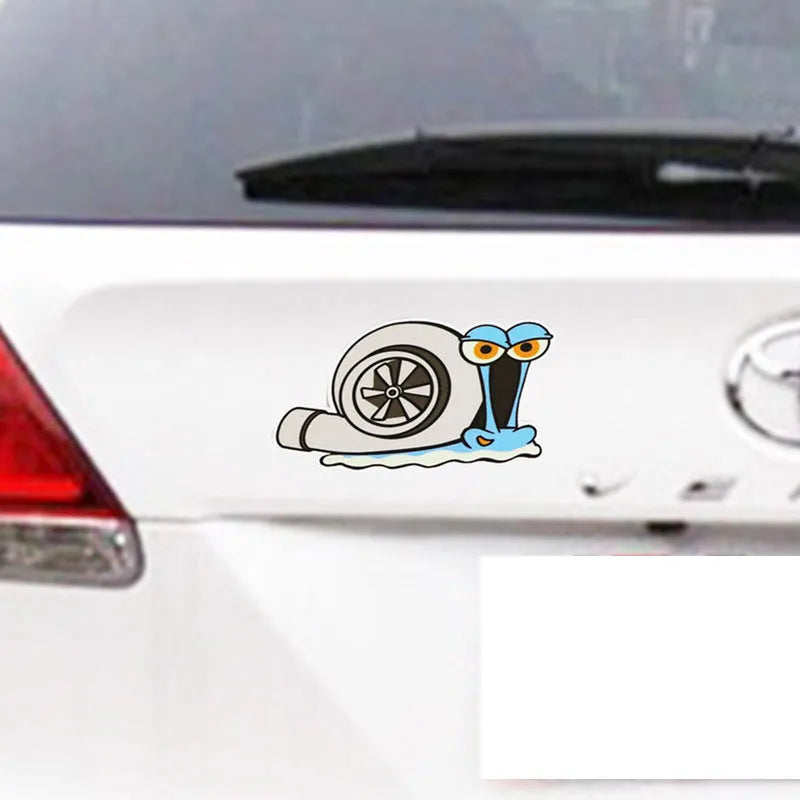 White snail cartoon reflective car sticker measuring 12cm by 8cm