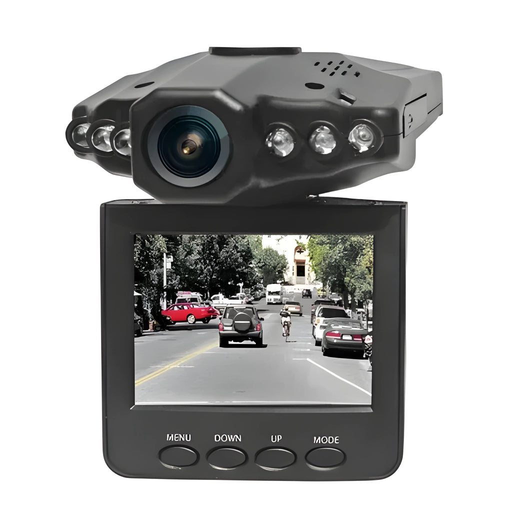 H198 HD car dashboard camera with six infrared lights and a 2.4-inch screen.