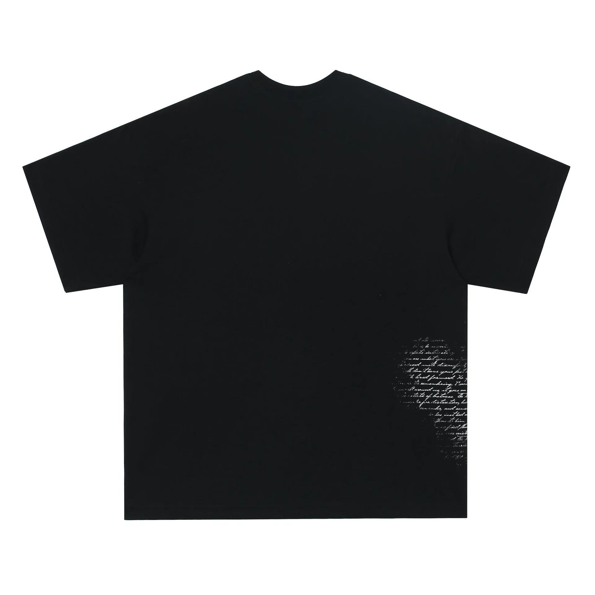 Black retro hip hop gothic letter print cotton T-shirt on a hanger