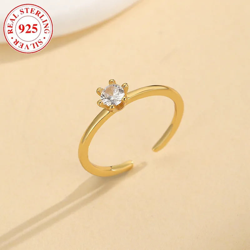 S925 sterling silver adjustable toe ring for women in gold F048 with inlaid zircon and geometric open design.