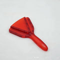 Adjustable telescopic plastic bottle opener in red, clear, and grey colours on a white background.