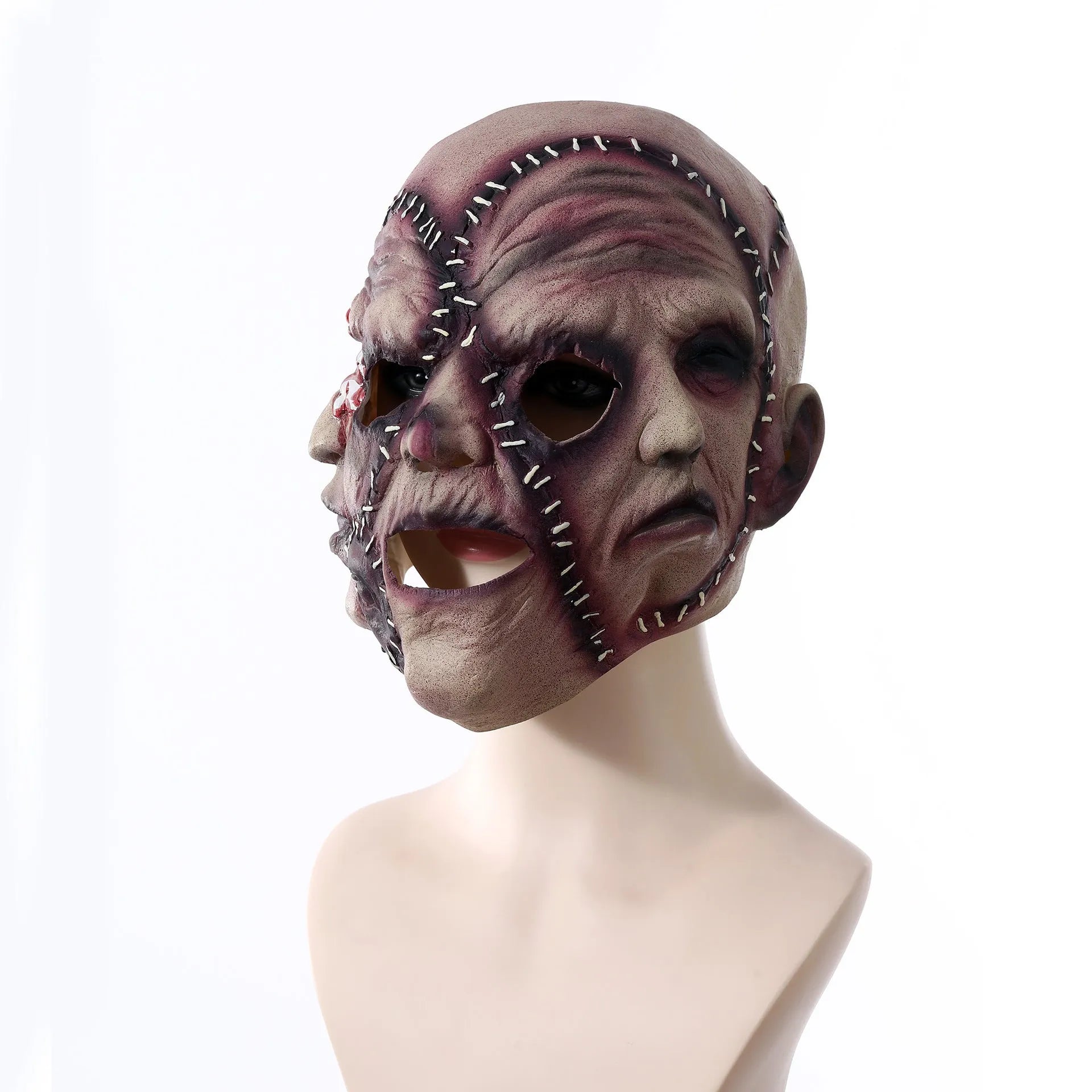Three-sided Grimace horror mask in latex plastic for Halloween cosplay and parties