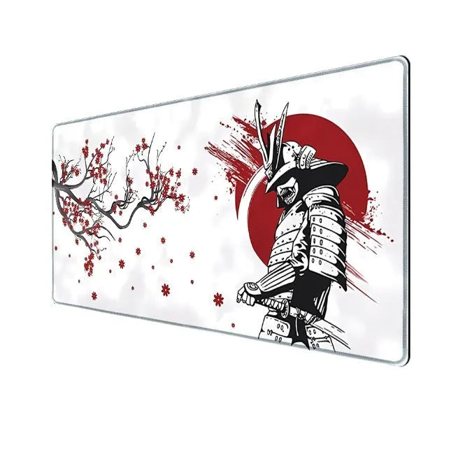 Japanese Samurai design gaming mouse pad with non-slip cloth surface in multiple size options