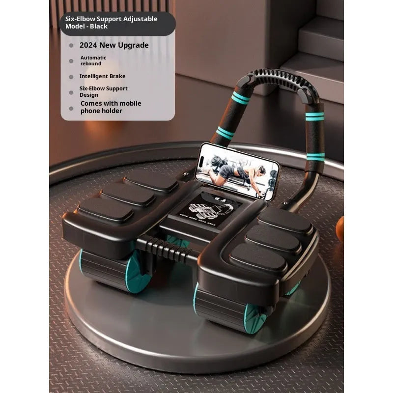 Abdominal wheel automatic rebound home fitness equipment in black, blue, and orange options