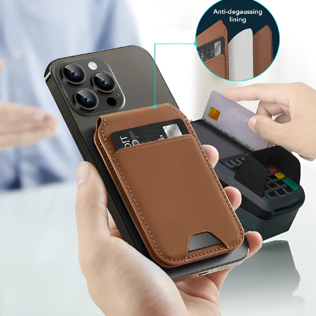 Magnetic card holder phone case for iPhone, strong magnetic adsorption, available in Black Green Pink Purple, protective cover