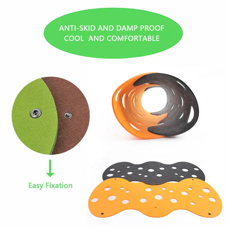 Felt cat tunnel toy 92x22cm with peepholes and two-tone surface, collapsible interactive pet toy