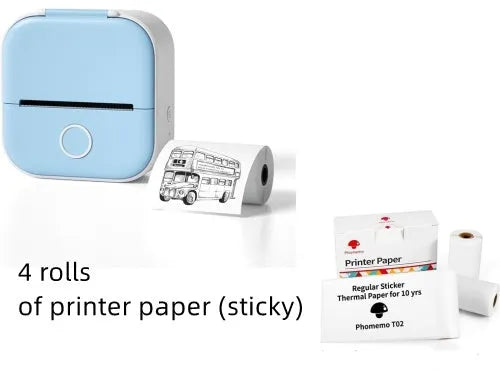 Phomemo T02 portable mini thermal label printer in white with Bluetooth and inkless printing, 87mm x 90mm x 40mm