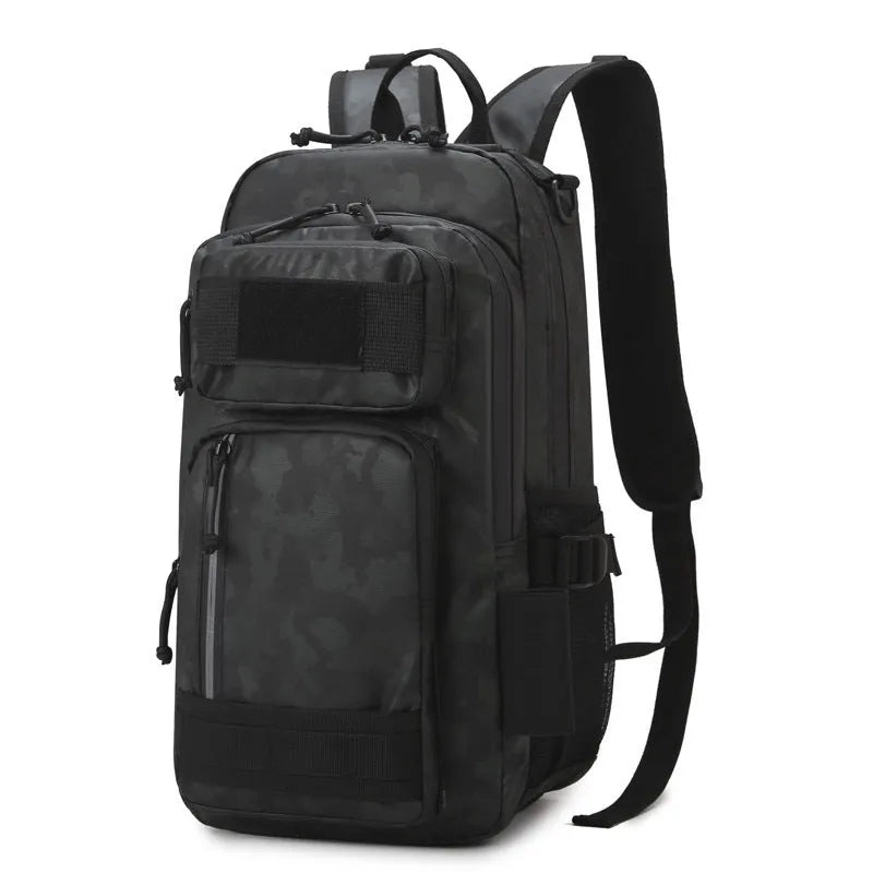 Large 20-35 litre outdoor hiking backpack in a solid colour, made from Derm material.