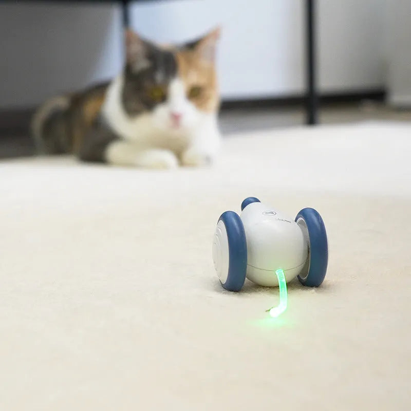 Electric cat mouse toy in blue or yellow, 60x50x36mm, USB rechargeable 135mAh, ABS TPU PVC