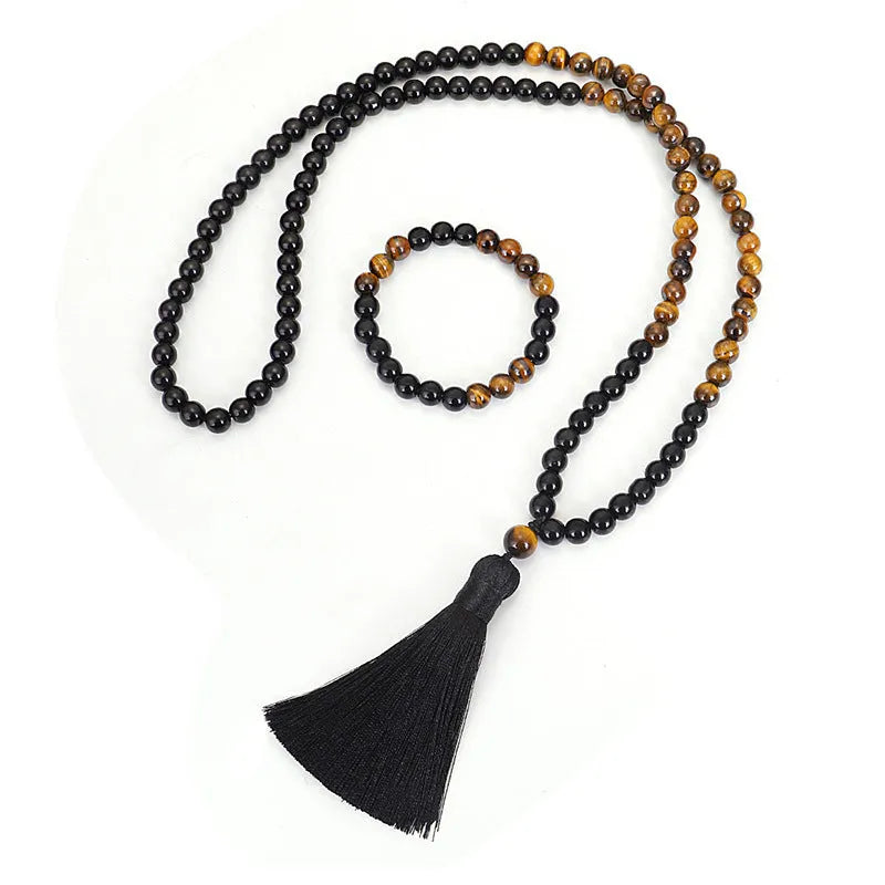 Tiger eye stone tassel chain with 81cm adjustable length for bracelet or necklace wear