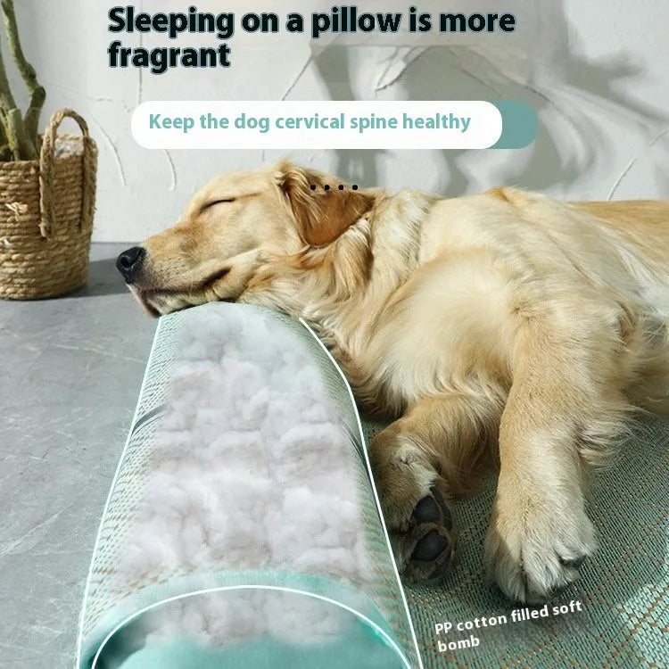 Large dog mat kennel in Golden Green with raised pillow edge for summer cooling
