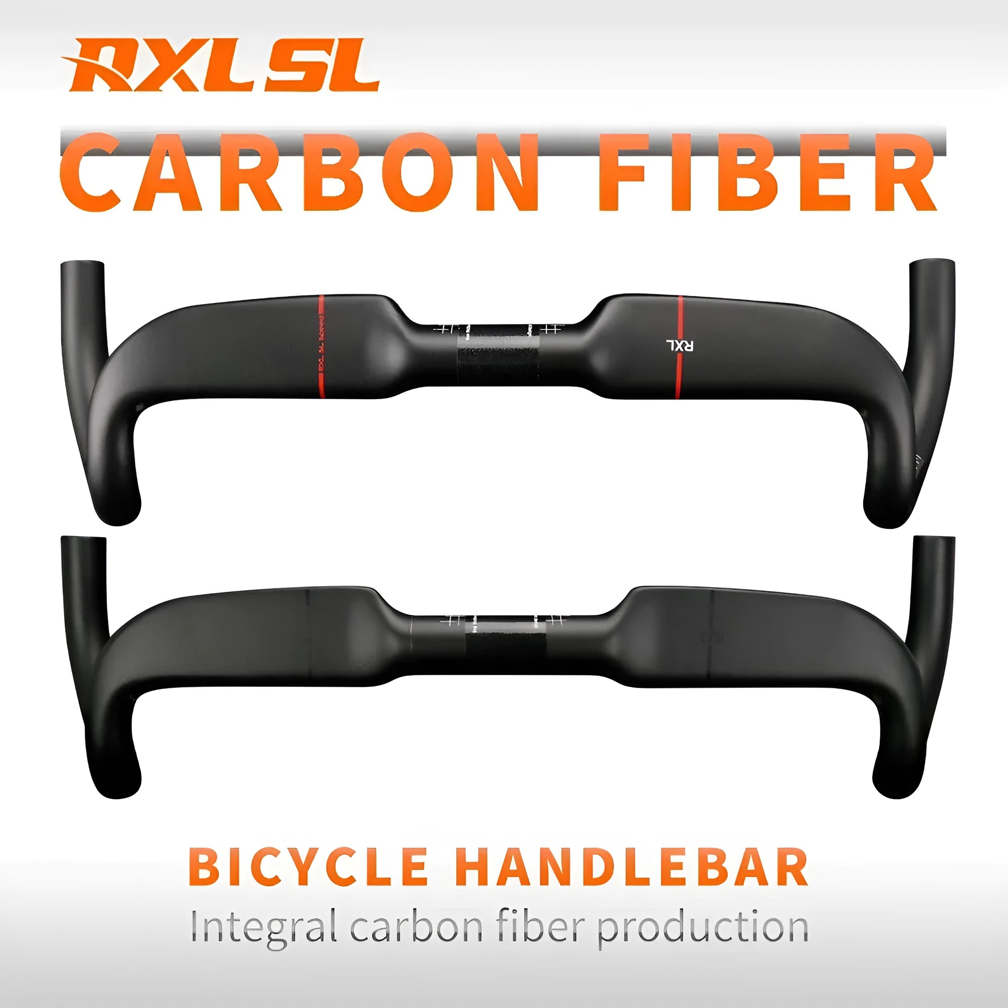 Carbon fibre road bike handlebar with double line graphics in black or red colour options