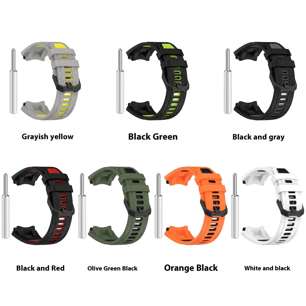 Huami two-colour silicone sport watch strap for Amazfit T-Rex 3, grey yellow colour, with screwdriver