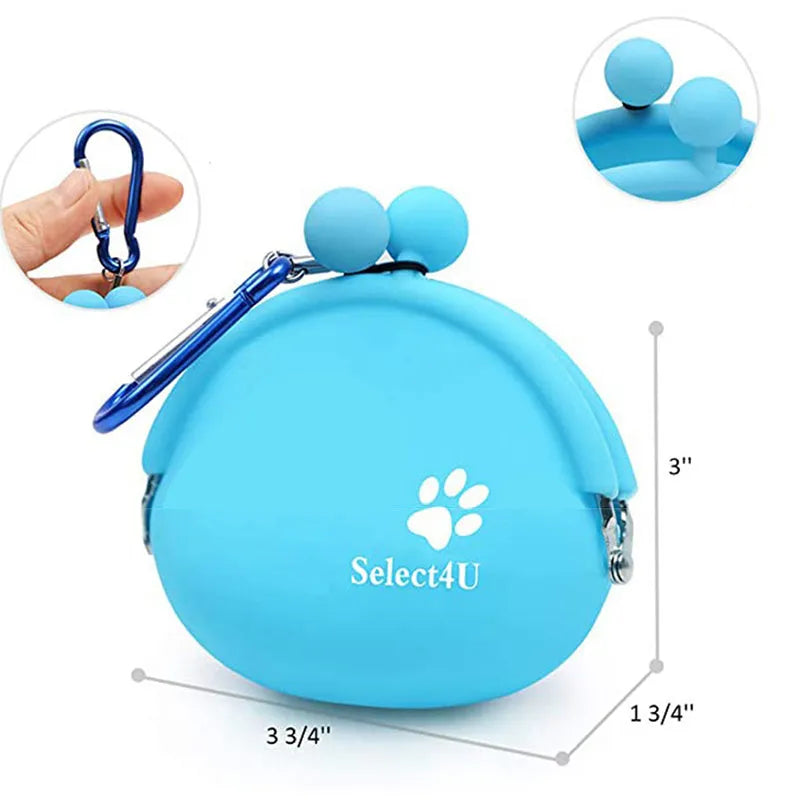 Yellow silicone dog treat bag with hook and loop fastening for training and walks