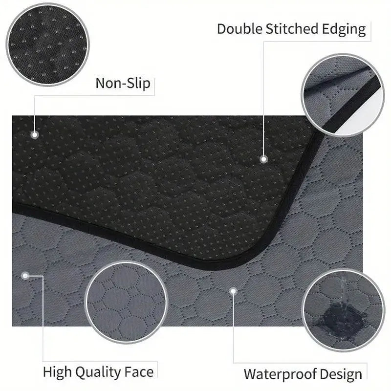 Pet Parents washable dog pee pad in a neutral grey colour, shown folded and unfolded.