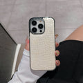 Glossy crocodile pattern imitation leather anti-fall phone case for iPhone 14, black