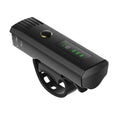 LED night bike lights set in black with built-in 1500 mAh rechargeable battery and USB charging cable
