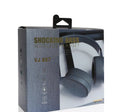 Wireless Bluetooth headset with over-ear cups shown in black, blue, grey, and white colour options.