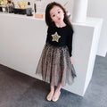 Girls cotton princess dress long sleeve cartoon pattern 95% cotton black pink red sizes 100-140cm