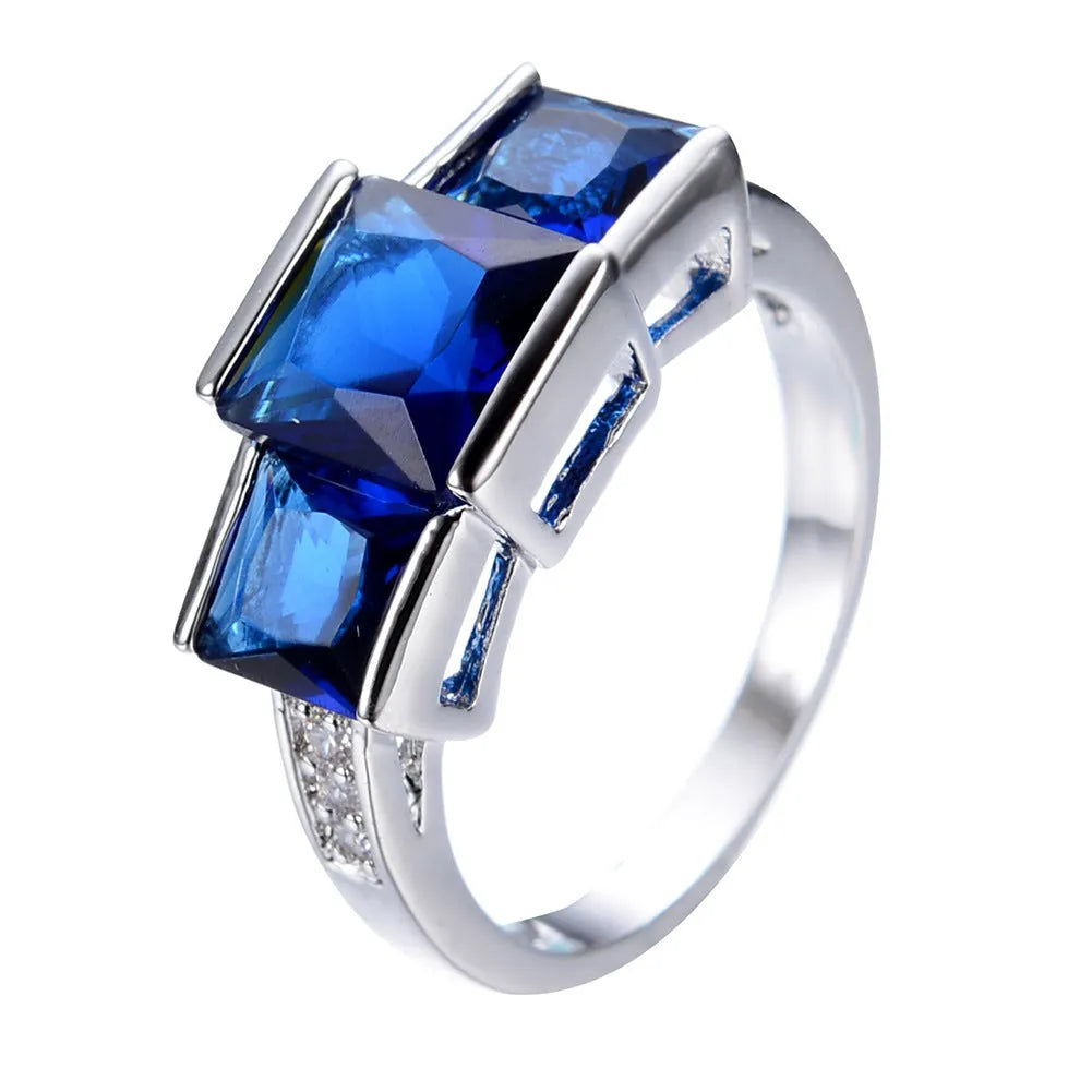 Geometric copper electroplated women's ring in multiple colour options showing sizes 6-10