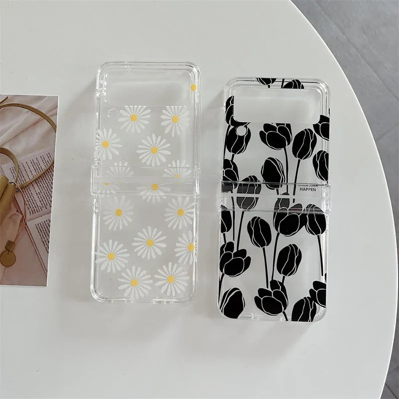Flower design phone case for Samsung Galaxy Z Flip folding screen smartphone