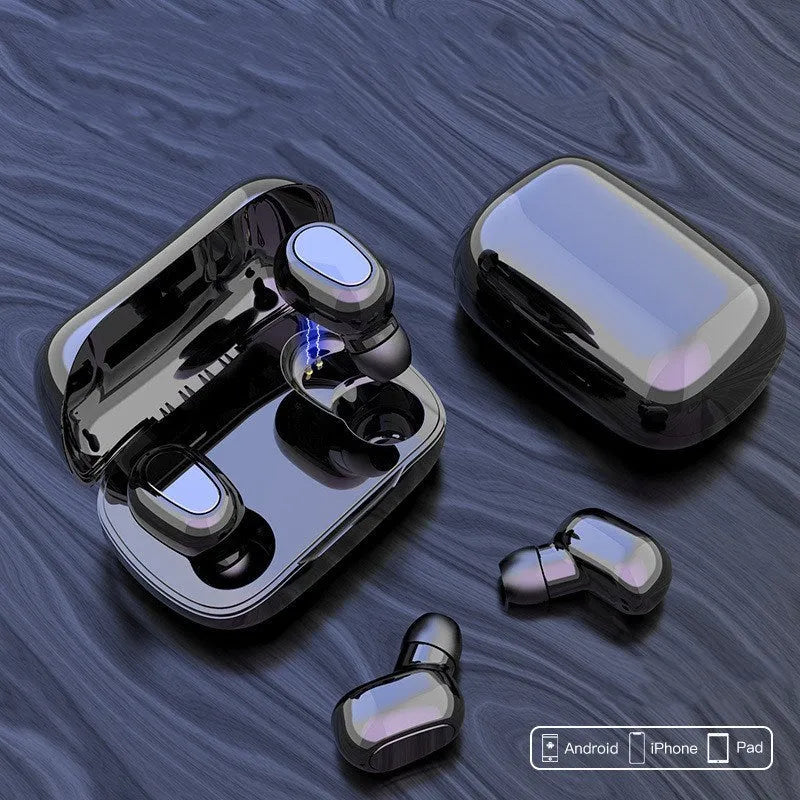 TWS Bluetooth headset with charging case in black, 10-metre range, 350mAh battery