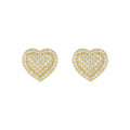 S925 silver gold heart-shaped moissanite stud earrings with minimalist design