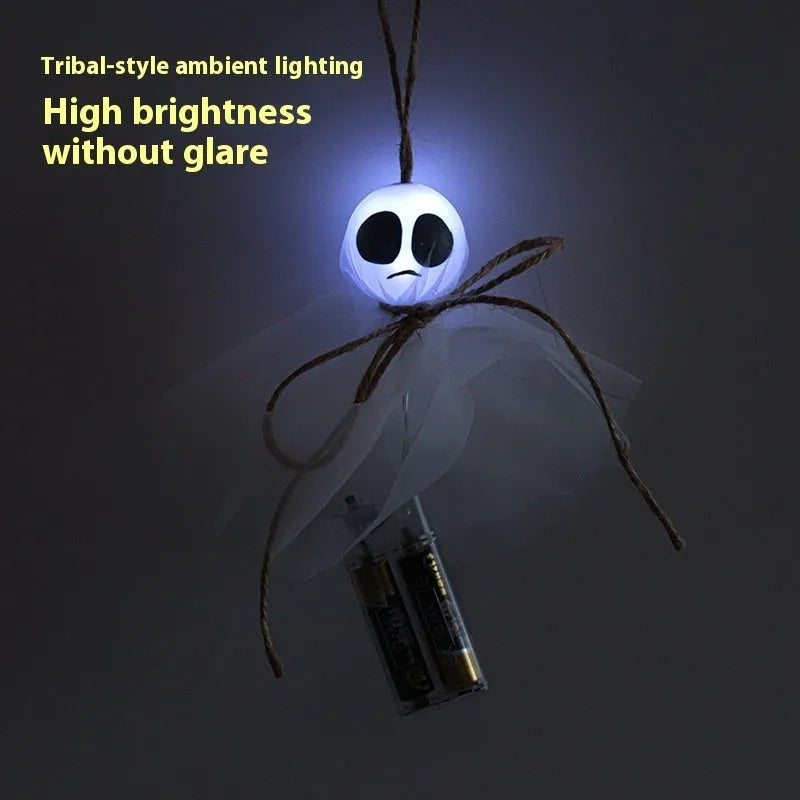 Halloween LED lighting chain with colourful ghost-themed lights and battery box for haunted venue decoration