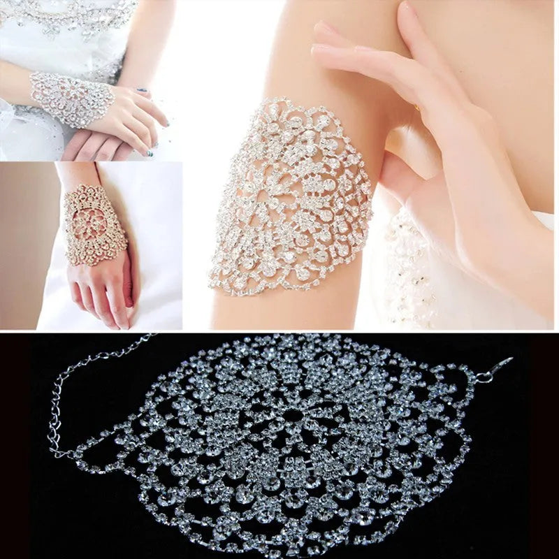 Women's gold-plated arm chain with rhinestone and synthetic cubic zirconia inlay, 1style, single piece