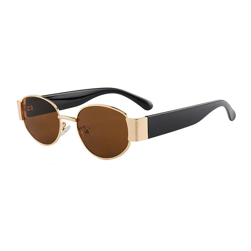 Trendy small frame round sunglasses with plastic metal frame and UV400 protection