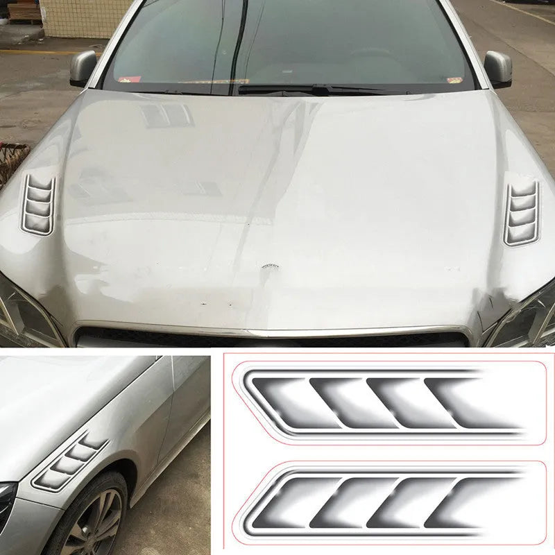 Grey imitation car air outlet vent sticker 40x10cm on a vehicle body panel with strong adhesive PET material