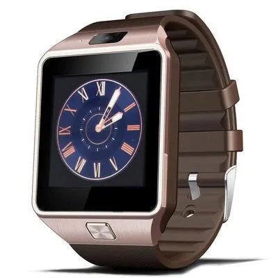 DZ09 sports smart watch with black TPU strap and 1.56 inch touch screen display