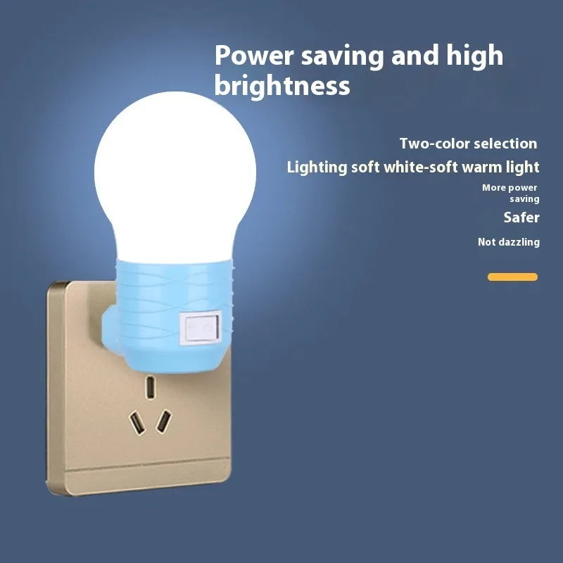Plug-in bedside baby night light with round design in white, blue or pink shell colours