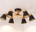 Nordic creative macaron ceiling lamp with ironwood frame in pendant light configuration