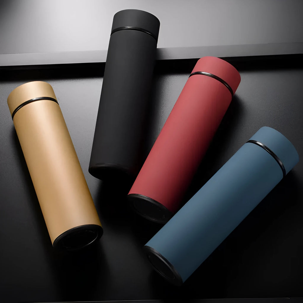 450ml stainless steel vacuum insulated water bottle in black red gold blue colours