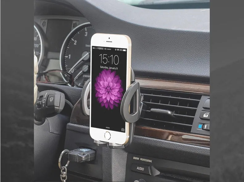 Universal mobile phone holder attached to car air conditioning outlet