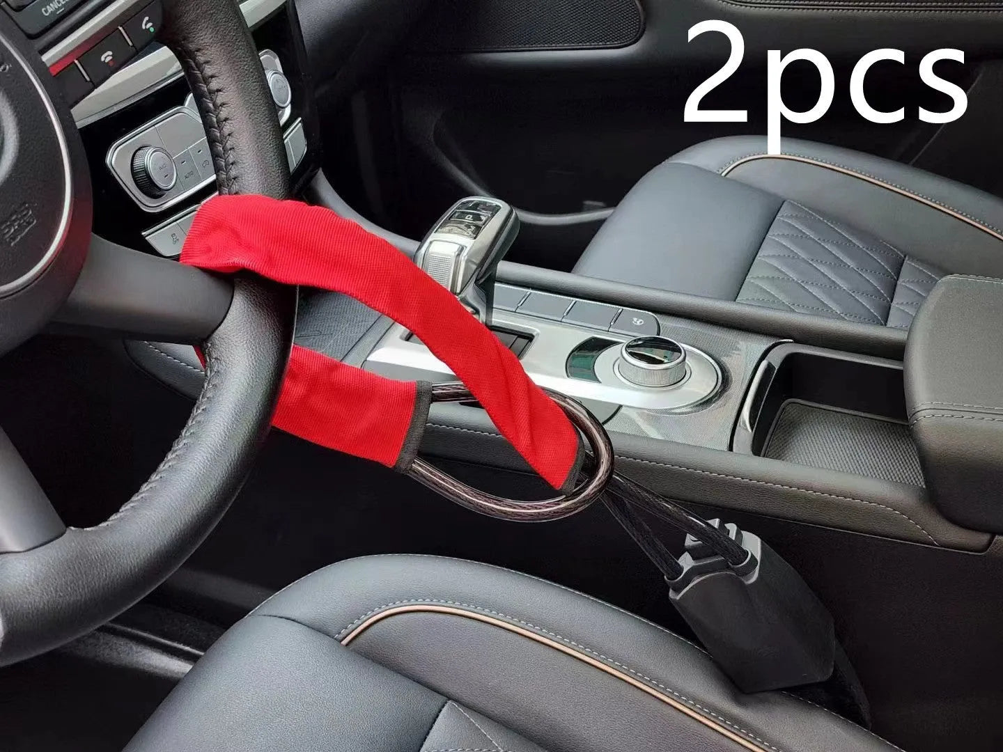 Iron wire rope steering wheel lock for General Motors cars with copper lock core in choice of colours
