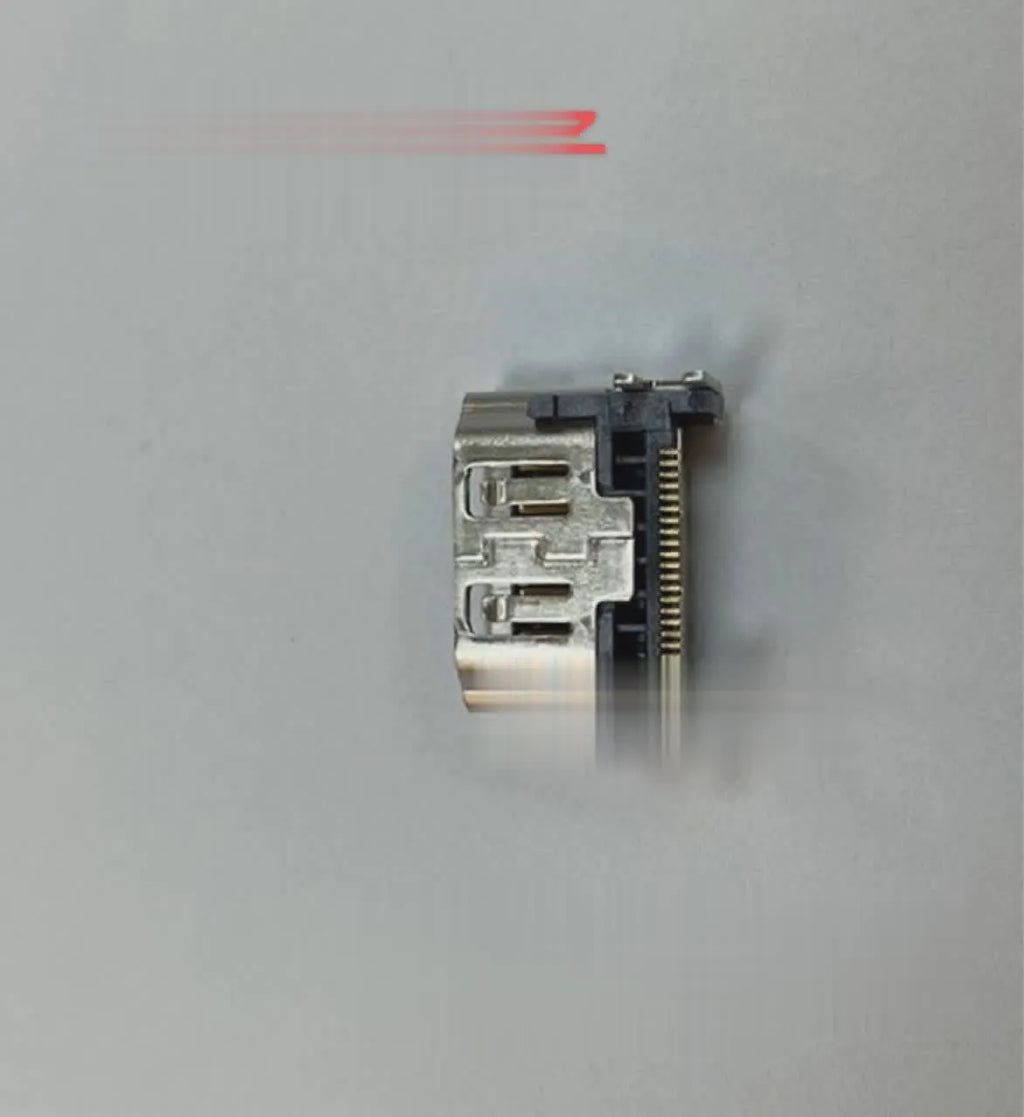 Silver metal HDMI host socket connector for panel mounting on gaming PC or AV equipment
