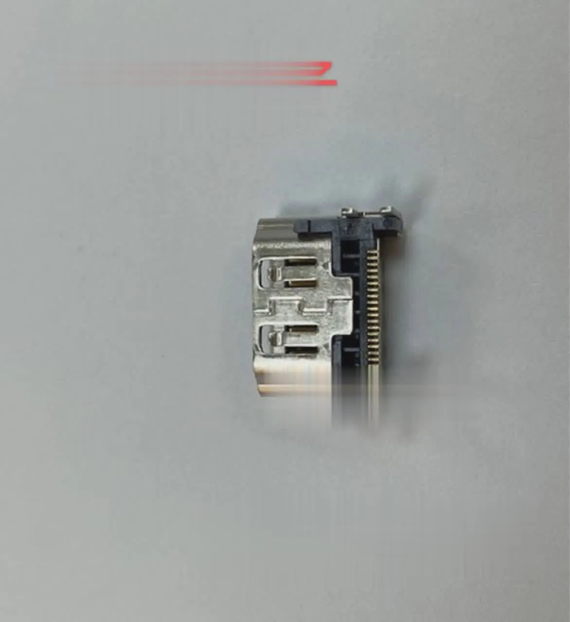Silver metal HDMI host socket connector for panel mounting on gaming PC or AV equipment